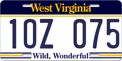 WV license plate 1OZ075
