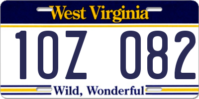 WV license plate 1OZ082