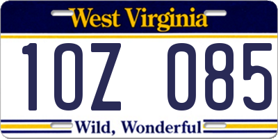 WV license plate 1OZ085