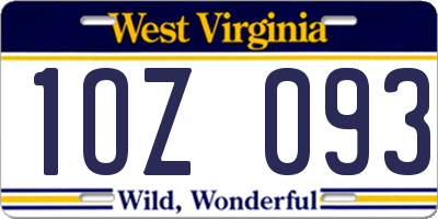 WV license plate 1OZ093