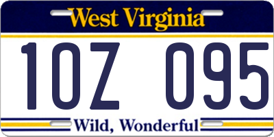 WV license plate 1OZ095
