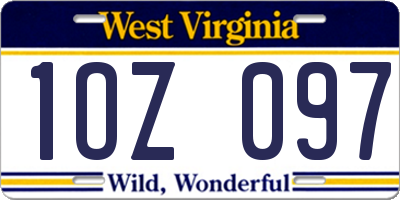 WV license plate 1OZ097