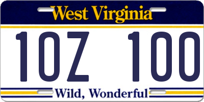 WV license plate 1OZ100