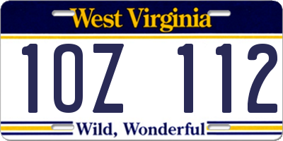 WV license plate 1OZ112