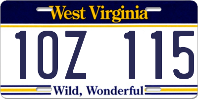 WV license plate 1OZ115