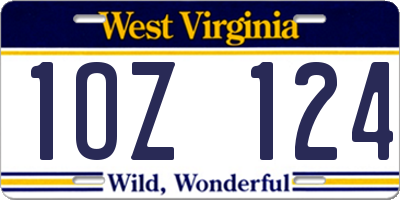 WV license plate 1OZ124