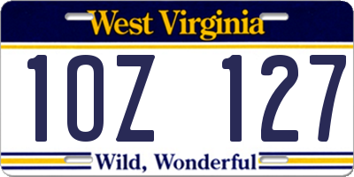 WV license plate 1OZ127