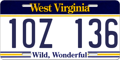 WV license plate 1OZ136