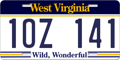 WV license plate 1OZ141