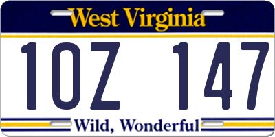 WV license plate 1OZ147