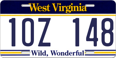 WV license plate 1OZ148