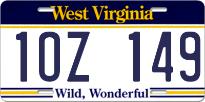 WV license plate 1OZ149
