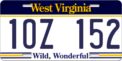 WV license plate 1OZ152