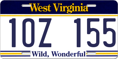 WV license plate 1OZ155