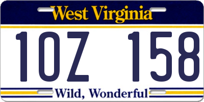 WV license plate 1OZ158