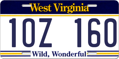 WV license plate 1OZ160