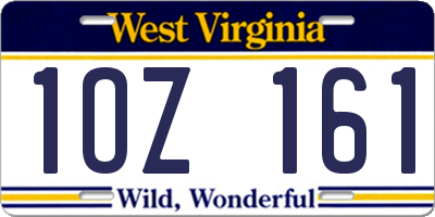 WV license plate 1OZ161
