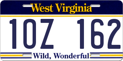 WV license plate 1OZ162