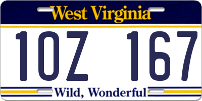 WV license plate 1OZ167