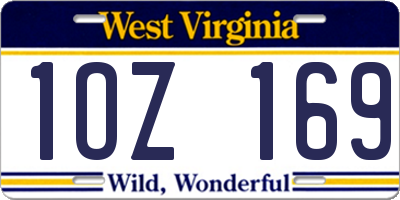 WV license plate 1OZ169
