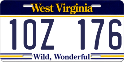 WV license plate 1OZ176