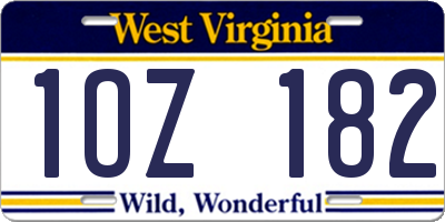 WV license plate 1OZ182