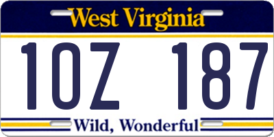 WV license plate 1OZ187