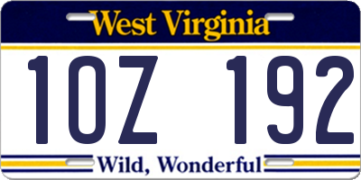 WV license plate 1OZ192