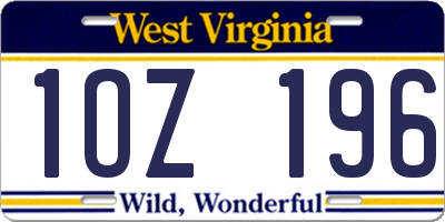 WV license plate 1OZ196