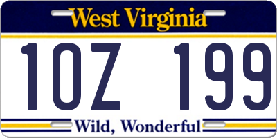 WV license plate 1OZ199