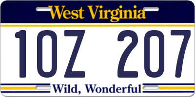 WV license plate 1OZ207