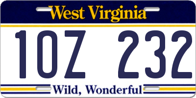 WV license plate 1OZ232