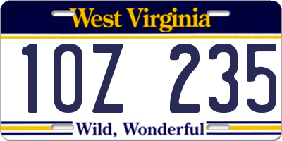 WV license plate 1OZ235