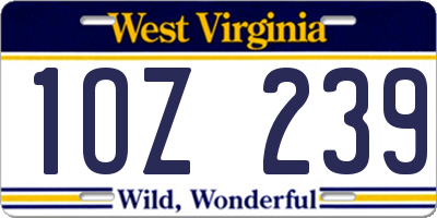 WV license plate 1OZ239