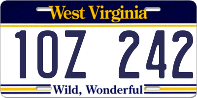 WV license plate 1OZ242