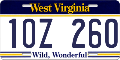 WV license plate 1OZ260
