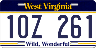 WV license plate 1OZ261