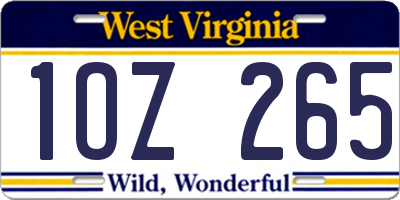 WV license plate 1OZ265