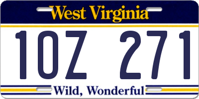 WV license plate 1OZ271