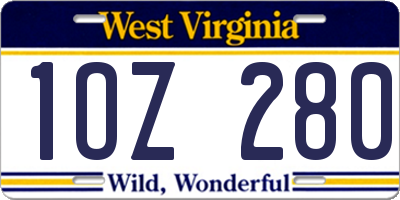 WV license plate 1OZ280