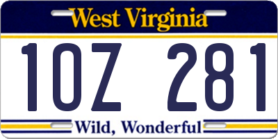 WV license plate 1OZ281