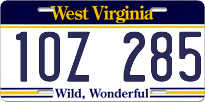 WV license plate 1OZ285