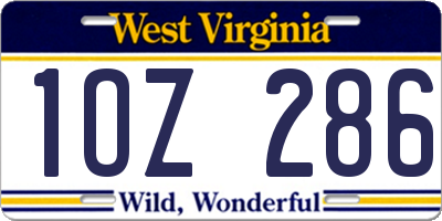 WV license plate 1OZ286