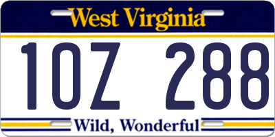 WV license plate 1OZ288