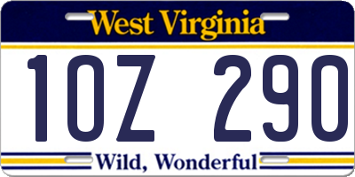 WV license plate 1OZ290