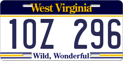 WV license plate 1OZ296