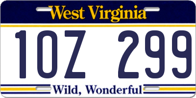 WV license plate 1OZ299