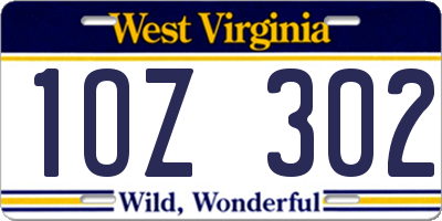 WV license plate 1OZ302