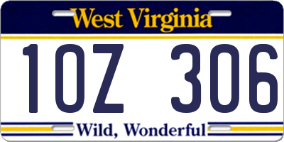 WV license plate 1OZ306