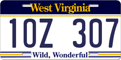 WV license plate 1OZ307